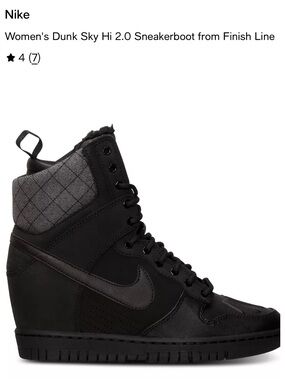 Nike Women's Dunk Sky Hi 2.0 Wedge Sneakerboot in Black and Gray